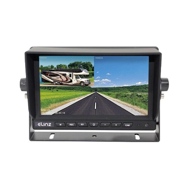 Elinz 7" 1080P AHD Splitscreen Monitor DVR 12V 24V Sunshade Truck Caravan