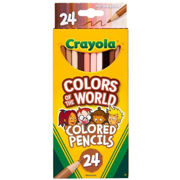 24pc Crayola Colours Of The World Non Toxic Coloured Pencils Arts Craft Kids 3y+