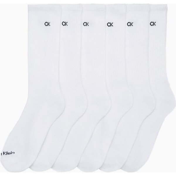 6PK Calvin Klein Men's One Size Basic Sport Athletic Crew Socks White