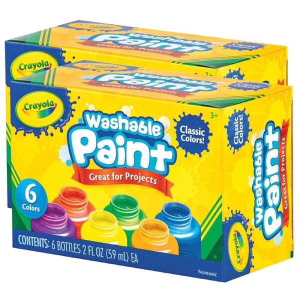 12pc Crayola Washable Non Toxic Paint Water Based Colour Set Kids/Children 3y+