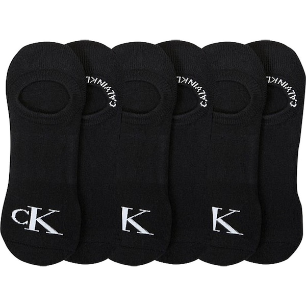 6PK Calvin Klein Women's One Size Flat Knit Sneaker Liner Socks Black Assorted