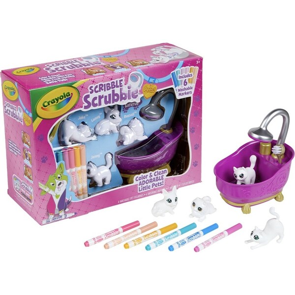 12pc Crayola Scribble Scrubbie Bath Tub Playset w/ Markerrs/Toy Pets Kids 3y+
