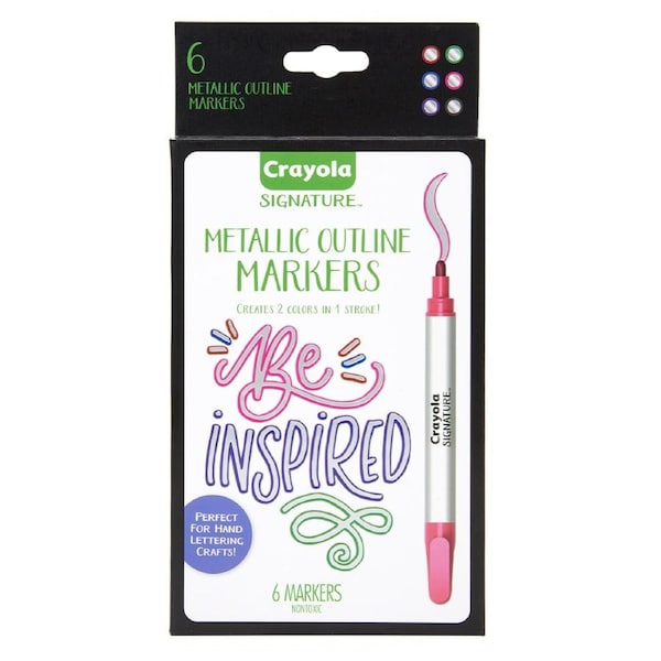 6pc Crayola Signature Metallic Outline Markers Paint Crafts Kids/Children 8y+