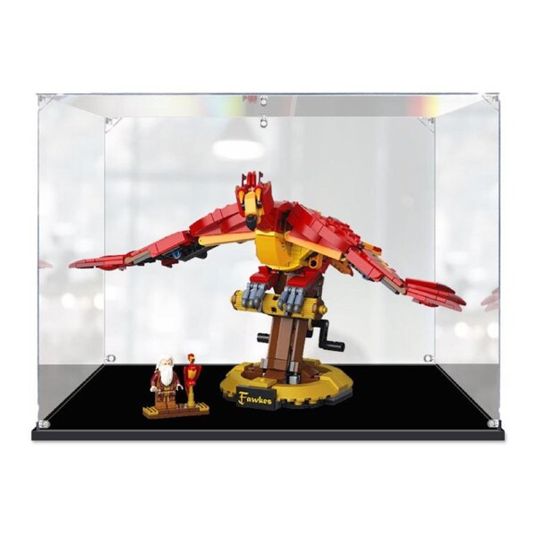 Acrylic Display Case for LEGO 76394 Harry Potter Fawkes Dumbledore's Phoenix Figure Storage Box Dust Proof Glue Free