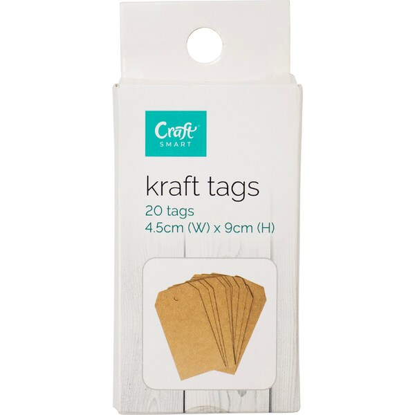Craftsmart 4.5cm x 9cm Kraft Tags 20 pack