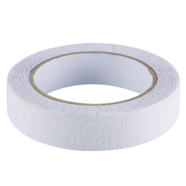 Clear Anti-Skid Safety Tape 25mm x 18m - Transparent 60-Grit Slip-Resistant Surface, Water & Chemical Resistant for Indoor/Outdoor Use on Stairs, Ramps & Walkways