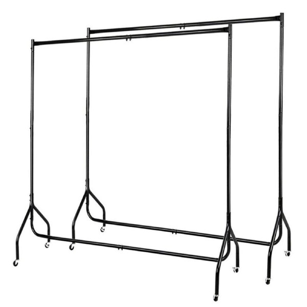 Clothes Rack Metal Garment Coat Hanger Display Rolling Stand Shelf Portable