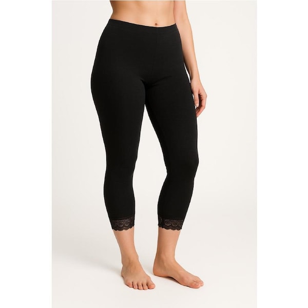 Merino Wool Skins Womens Audrina Capri Legging Thermals Underwear Warm Winter - Black 2XL