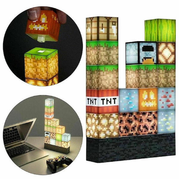 Minecraft style Building Block Desk Lamp DIY Lamp Table Lamp Creative Toys For Gift