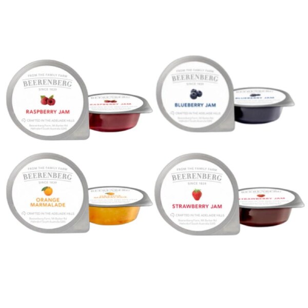 Beerenberg Mixed Jams Blueberry, Marmalade, Raspberry, Strawberry 14G x 80