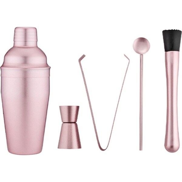 5pc Tempa Aurora 550ml Cocktail Mixer Set w/ Jigger/Tong/Spoon/Muddler Blush
