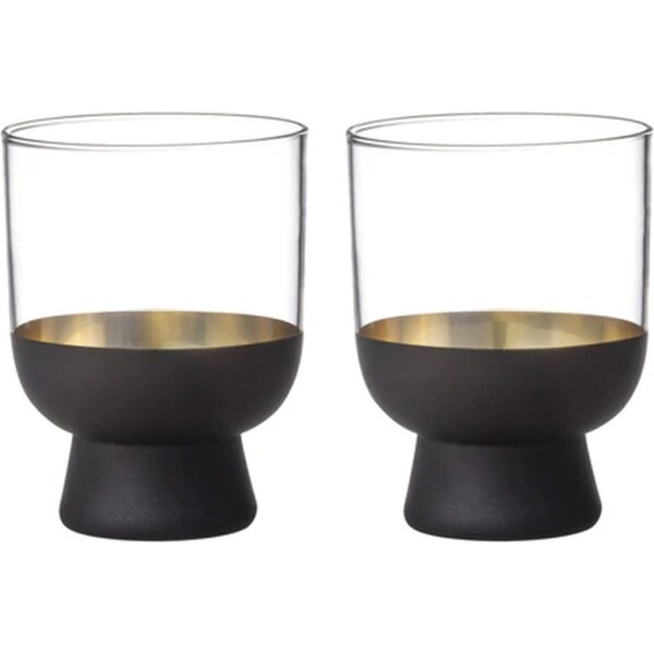 2x Tempa Aria 240ml Glass Tumbler Cocktail Water/Juice Cup Drinkware Clear/Black