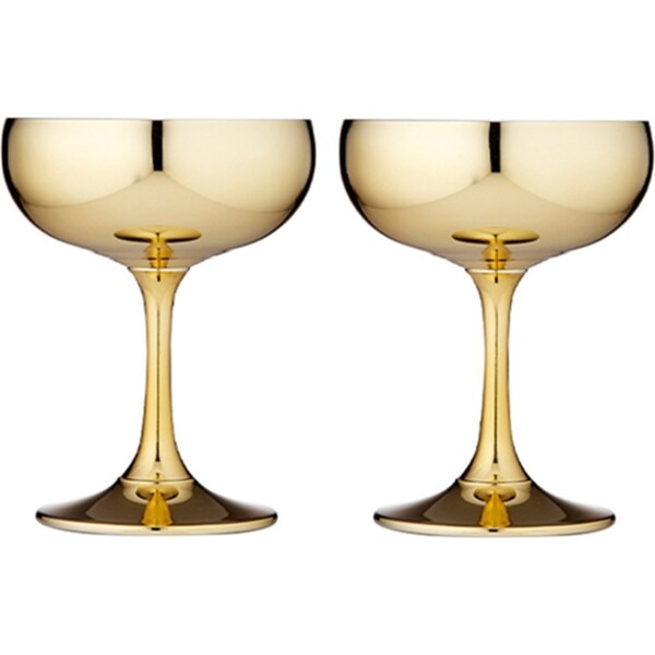 2pc Tempa Aurora 220ml Coupe Glass Martini/Cocktail Champagne Drinking Cup Gold