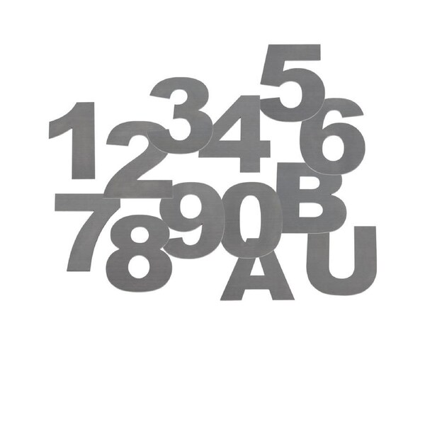 House Number U Numbers Plate and Letters Sign, 100mm 10cm with Holes 304 Stainless Steel Mailbox Letterbox Street Address Door Silver Large Plates