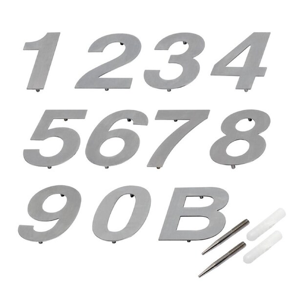 House Number Numbers Plate and Letters Sign, 156mm 15.6cm 3D Style 304 Stainless Steel Mailbox Letterbox Street Address Door Silver Large Plates 2x