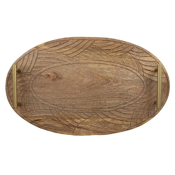 Coast To Coast Home 55cm Naya Wood Carved Oval Food Tray/Dish w/Handles Natural