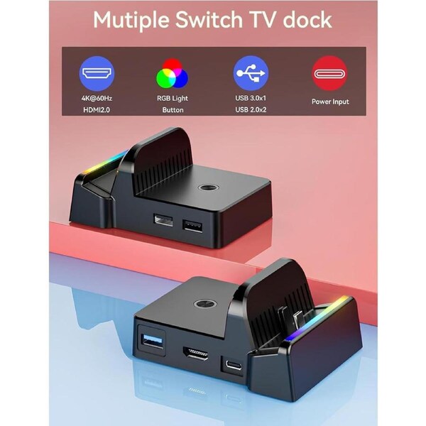 Mini TV Dock Docking Station for Nintendo Switch 1 , 2 & OLED - Portable Charging Stand