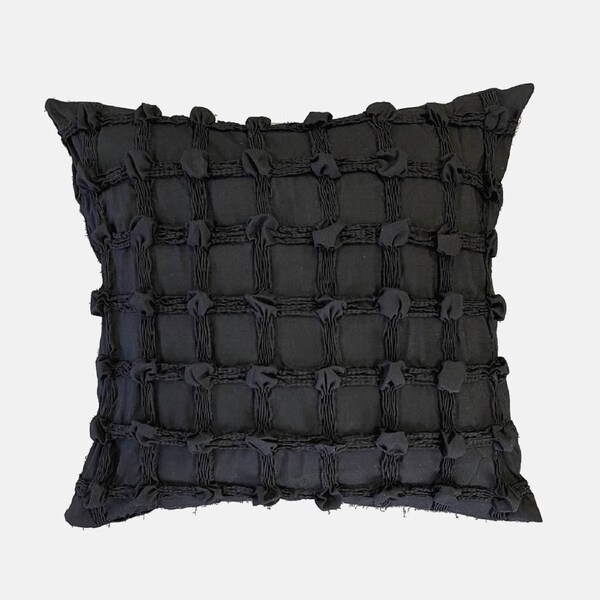Embroidery Lattice Black Grey Quilt Cover Set /optionals ( Queen / King / Super King / Double /Options ) 1 Square cushion cover