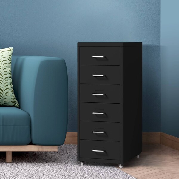 Levede 6 Drawer Office Cabinet Drawers Storage Cabinets Steel Rack Home Shelves Black