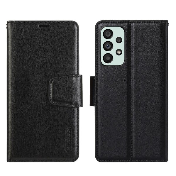 ZUSLAB Galaxy A73 5G Case, Hanman Leather Wallet Card Cover Case for Samsung (2022) - Black