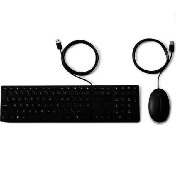 HP 320MK USB Wired Desktop Keyboard Mouse Combo Reduced-sized & Low-Profile Quiet Keys Easy Clean Plug&Play for Notebook Desktop PC