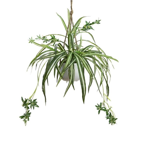Glamorous Fusion Spider Plant Artificial Fake Plant Decorative Arrangement 68cm In Hanging Planter