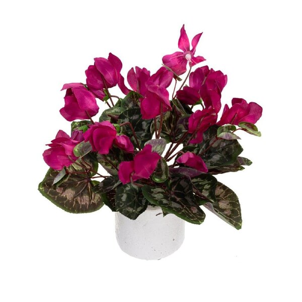 Glamorous Fusion Cycalmen Artificial Fake Plant Decorative Arrangement 34cm In Pot Fuchsia