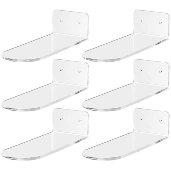 6 Pack Floating Shoe Shelves,Transparent Acrylic Wall Mounted Shoe Display Shelves