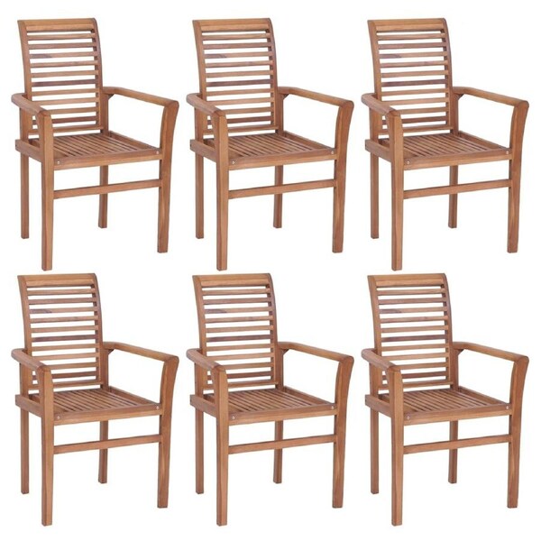 Stacking Dining Chairs 6 pcs Solid Teak Wood vidaXL