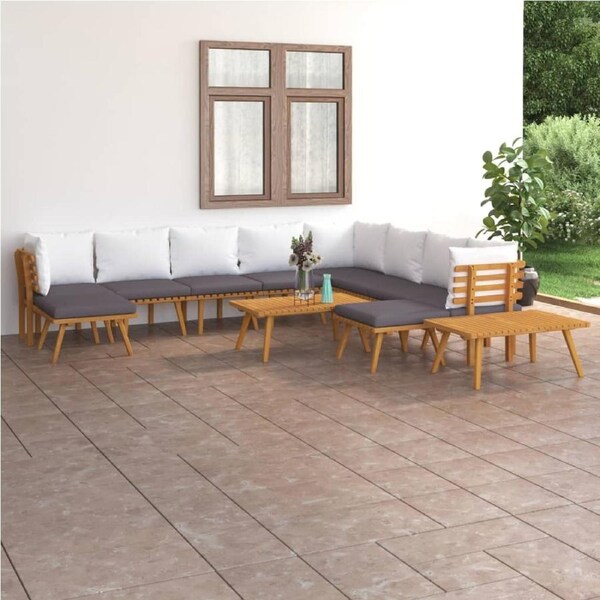 12 Piece Garden Lounge Set with Cushions Solid Wood Acacia vidaXL