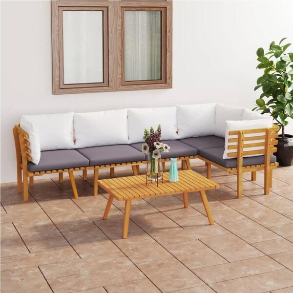 6 Piece Garden Lounge Set with Cushions Solid Wood Acacia vidaXL