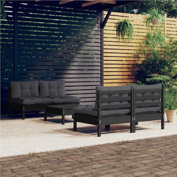 5 Piece Garden Lounge Set with Anthracite Cushions Pinewood vidaXL