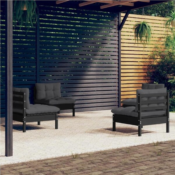 4 Piece Garden Lounge Set with Anthracite Cushions Pinewood vidaXL
