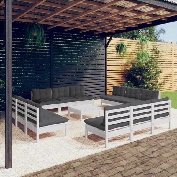 13 Piece Garden Lounge Set with Anthracite Cushions Pinewood vidaXL