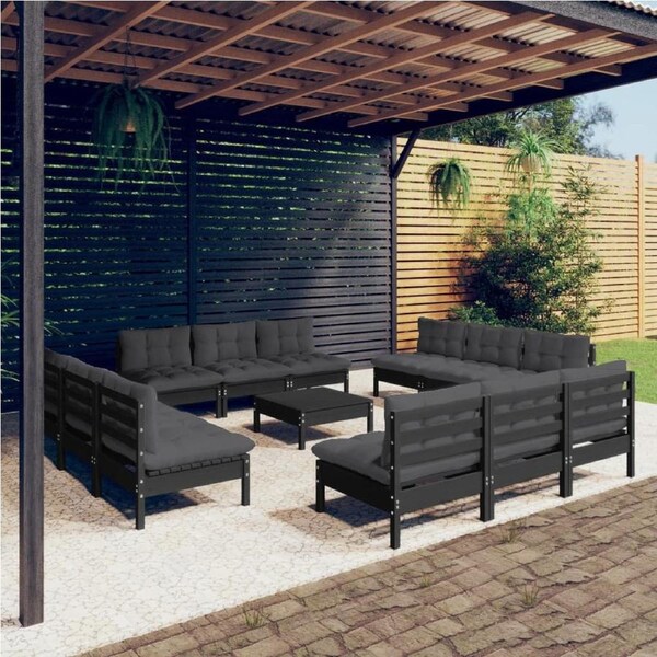 13 Piece Garden Lounge Set with Anthracite Cushions Pinewood vidaXL