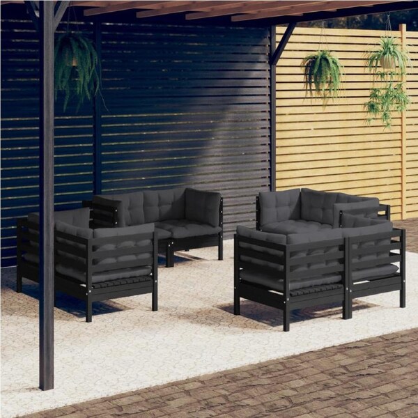 8 Piece Garden Lounge Set with Anthracite Cushions Pinewood vidaXL