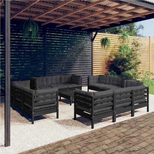 13 Piece Garden Lounge Set with Anthracite Cushions Pinewood vidaXL
