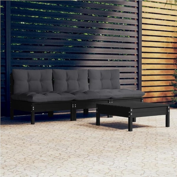 4 Piece Garden Lounge Set with Anthracite Cushions Pinewood vidaXL