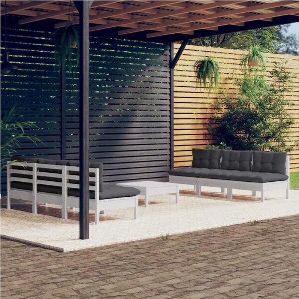 7 Piece Garden Lounge Set with Anthracite Cushions Pinewood vidaXL