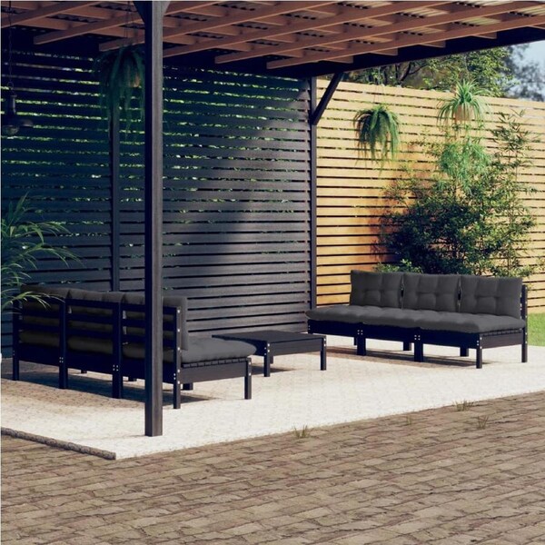 7 Piece Garden Lounge Set with Anthracite Cushions Pinewood vidaXL