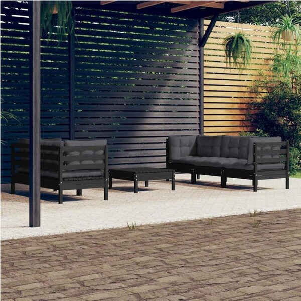 6 Piece Garden Lounge Set with Anthracite Cushions Pinewood vidaXL