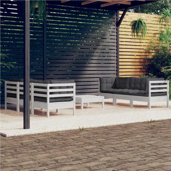 7 Piece Garden Lounge Set with Anthracite Cushions Pinewood vidaXL