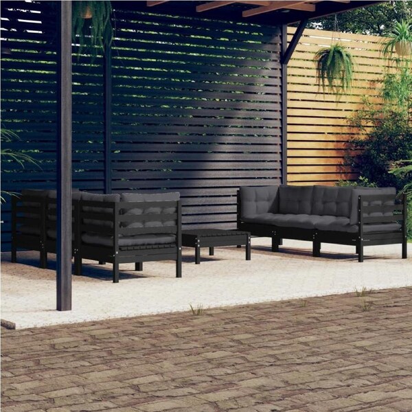 7 Piece Garden Lounge Set with Anthracite Cushions Pinewood vidaXL