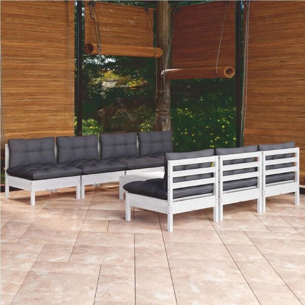 8 Piece Garden Lounge Set with Anthracite Cushions Pinewood vidaXL