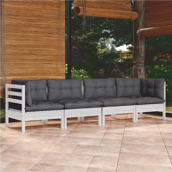 4 Piece Garden Lounge Set with Cushions Solid Pinewood vidaXL