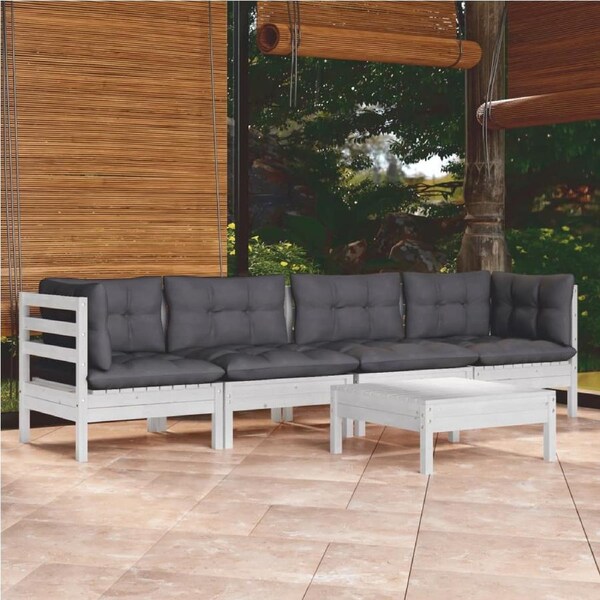 5 Piece Garden Lounge Set with Cushions Solid Pinewood vidaXL