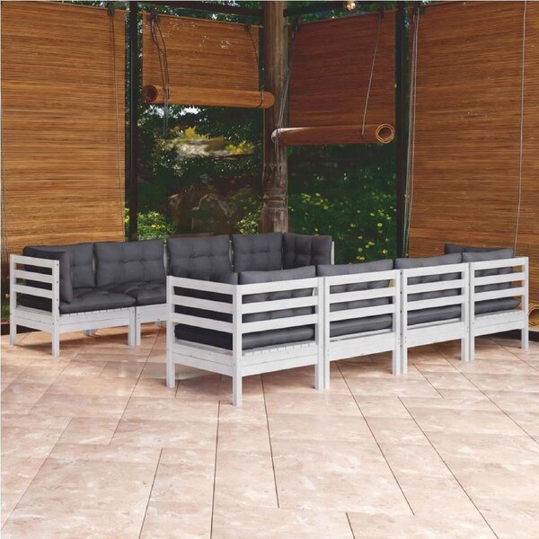 9 Piece Garden Lounge Set with Cushions Solid Pinewood vidaXL