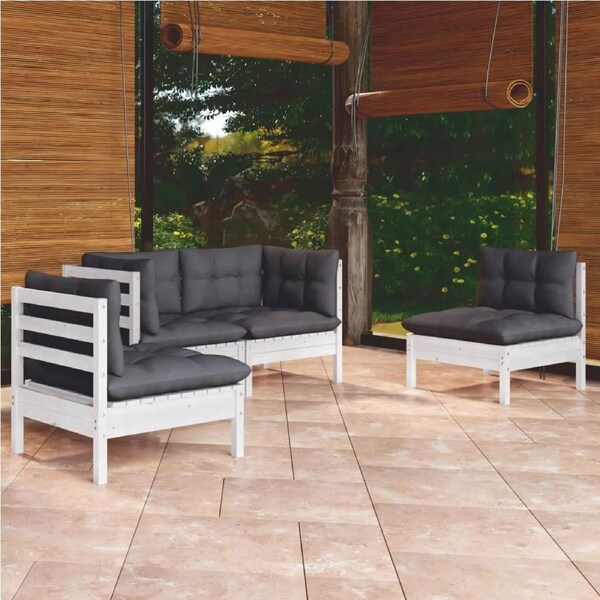 4 Piece Garden Lounge Set with Cushions Solid Pinewood vidaXL