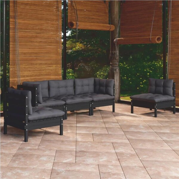 5 Piece Garden Lounge Set with Cushions Solid Pinewood vidaXL