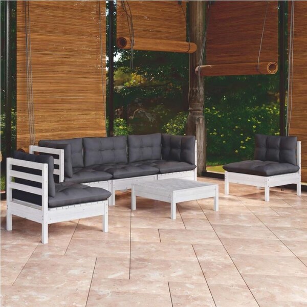 6 Piece Garden Lounge Set with Cushions Solid Pinewood vidaXL